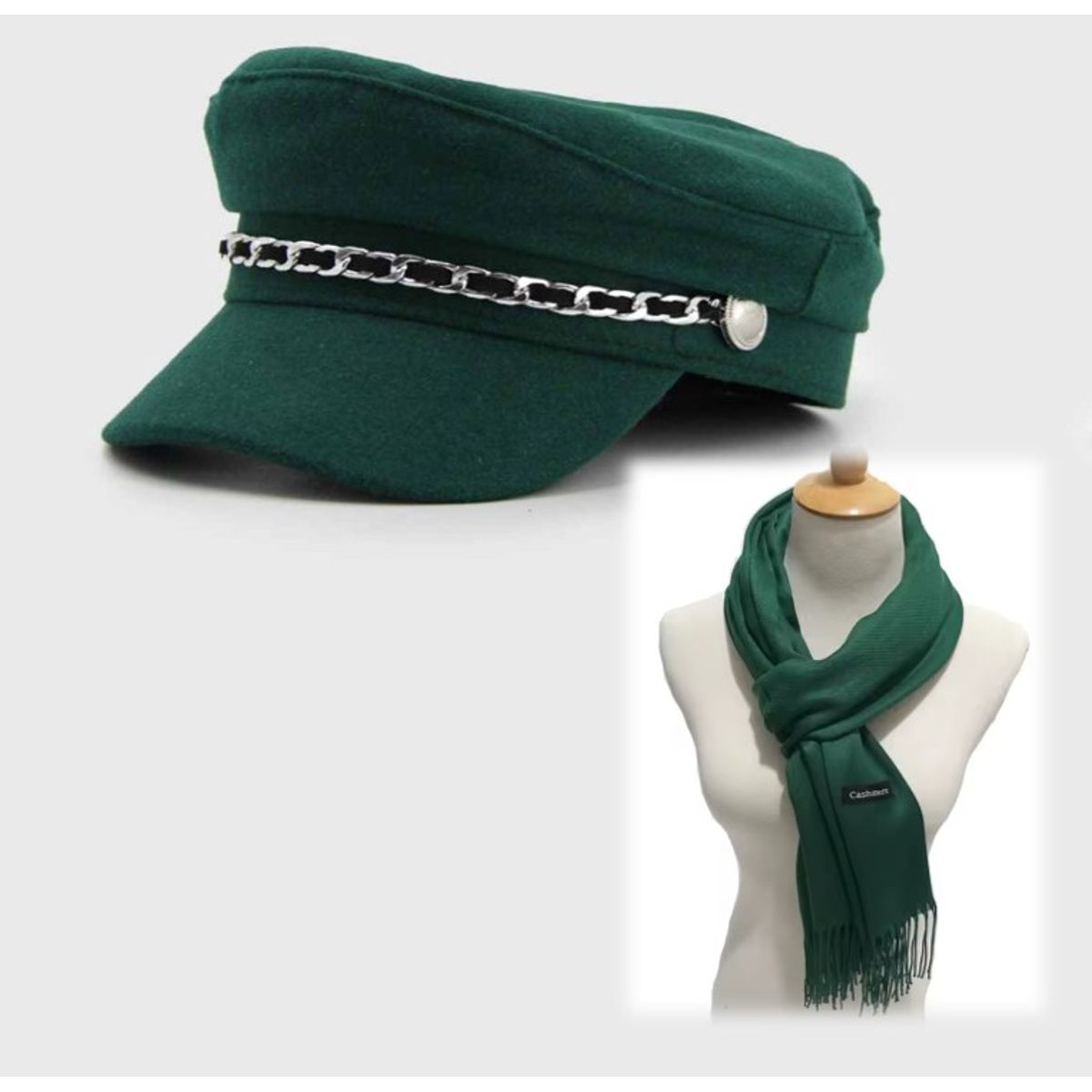 DULCE RESPLANDOR - SET BOINA MILITAR - BUFANDA NEGRO