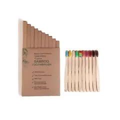 GENERICO - 10 Cepillos De Dientes Bambú Ecológico Biodegradable Adulto Color Madera