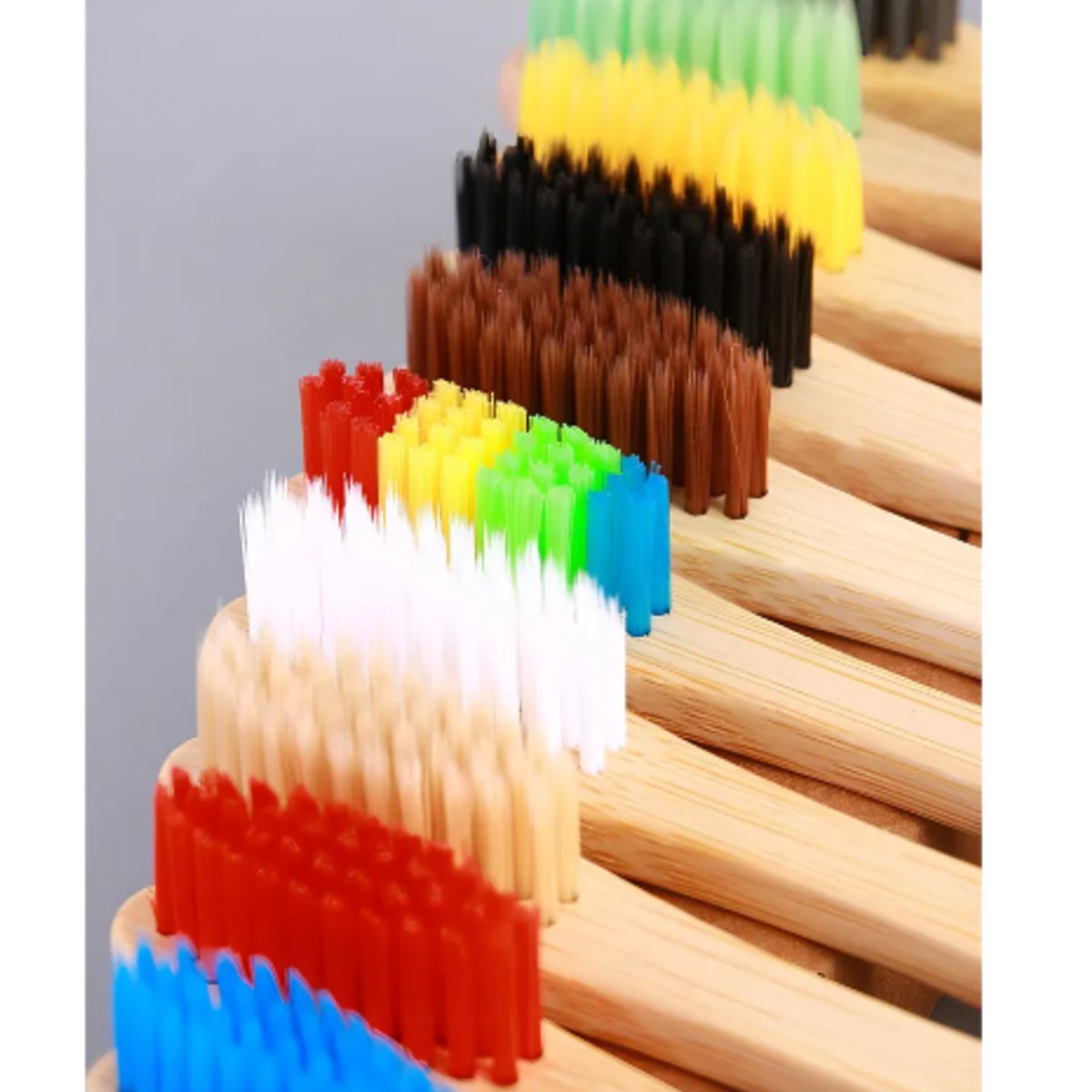 GENERICO - 10 Cepillos De Dientes Bambú Ecológico Biodegradable Adulto Color Madera