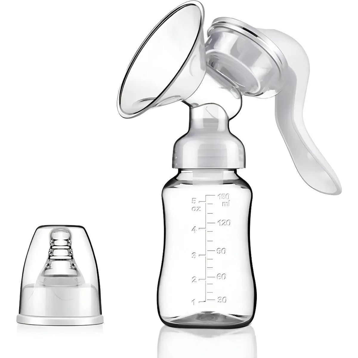GENERICO - Extractor de Leche Manual y Recipiente 150mL Silicona Libre BPA Mohits