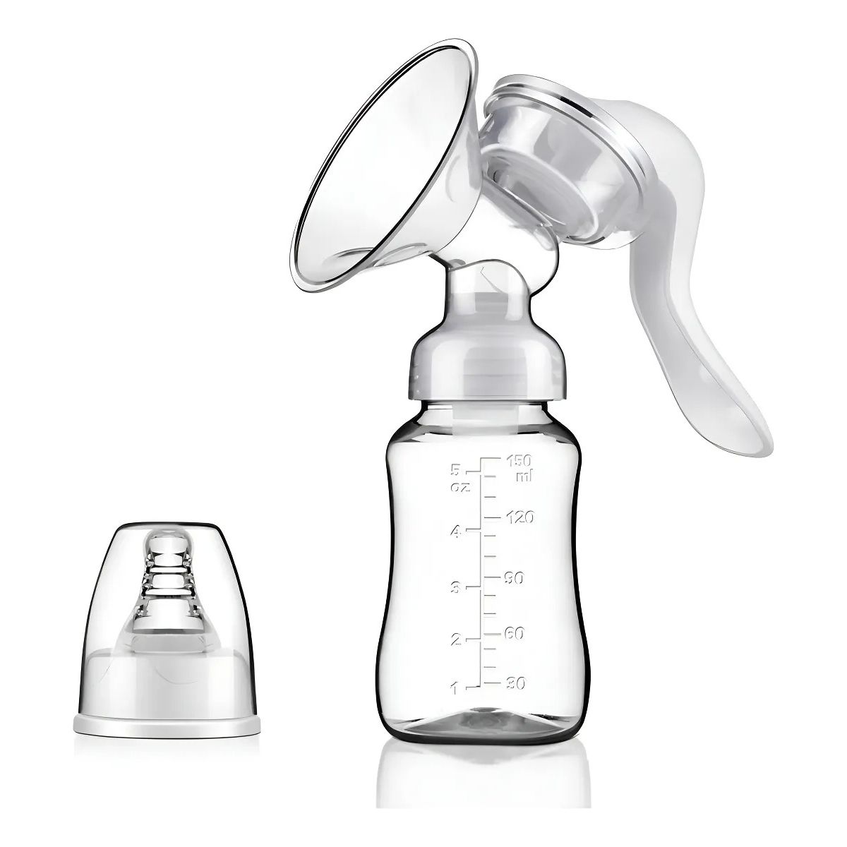 GENERICO - Extractor de Leche Manual y Recipiente 150mL Silicona Libre BPA Mohits