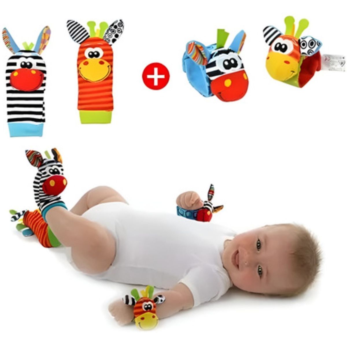 GENERICO - Pack De Calcetines Y Muñequeras Estimulantes Y Sonajeros Multicolores Calcetin