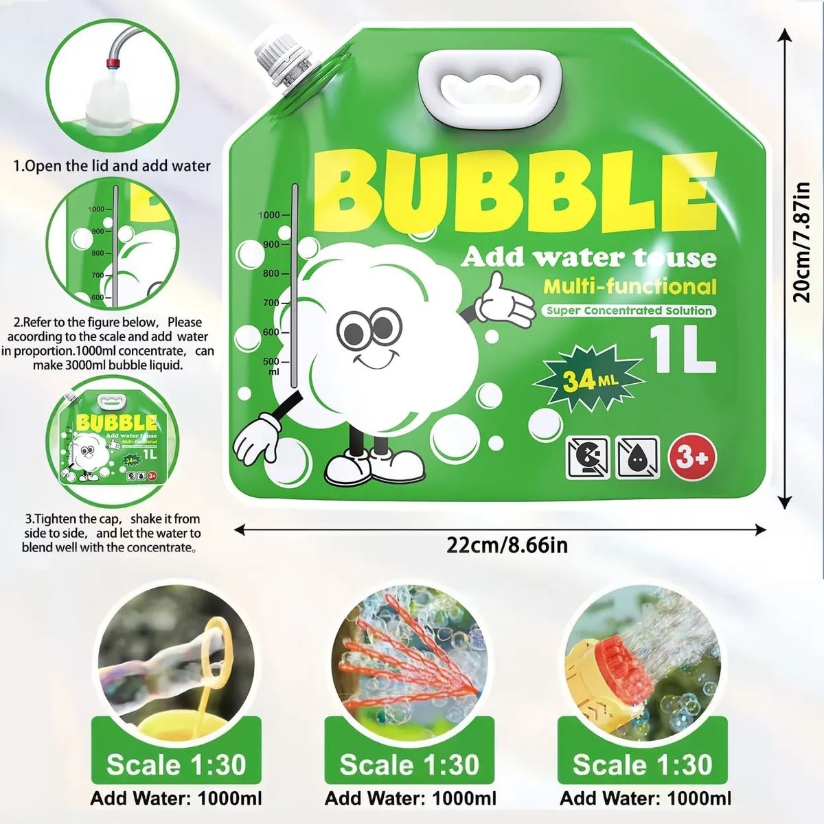 GENERICO - Líquido De Burbujas Concentrado Rinde 1 Litro Burbuja