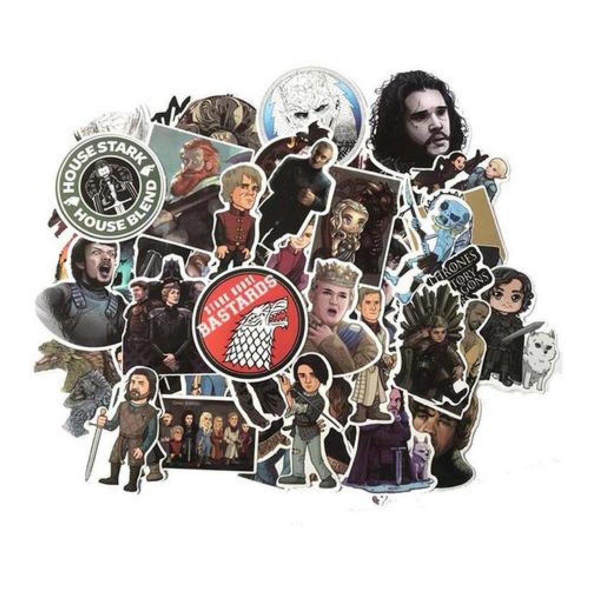 GENERICO - Pack 60 Sticker Game Of Thrones Casas Siguil Impermeable
