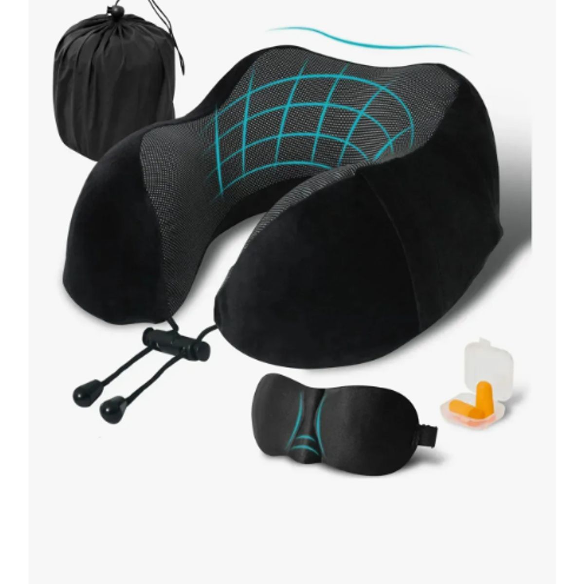 GENERICO - Almohada De Viaje Con Antifaz Tapones De Oídos Avión Oficina