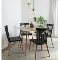 CORI CORI - Mesa Cuadrada Melamina Madera 80x80cm + 4 Sillas Windsor