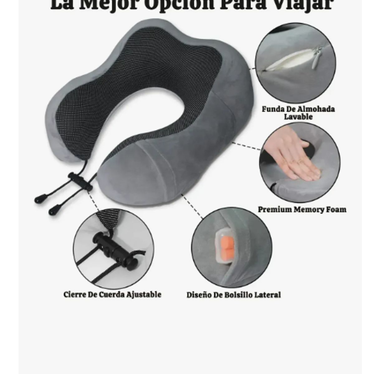 GENERICO - Almohada De Viaje Con Antifaz Tapones De Oídos Avión Oficina
