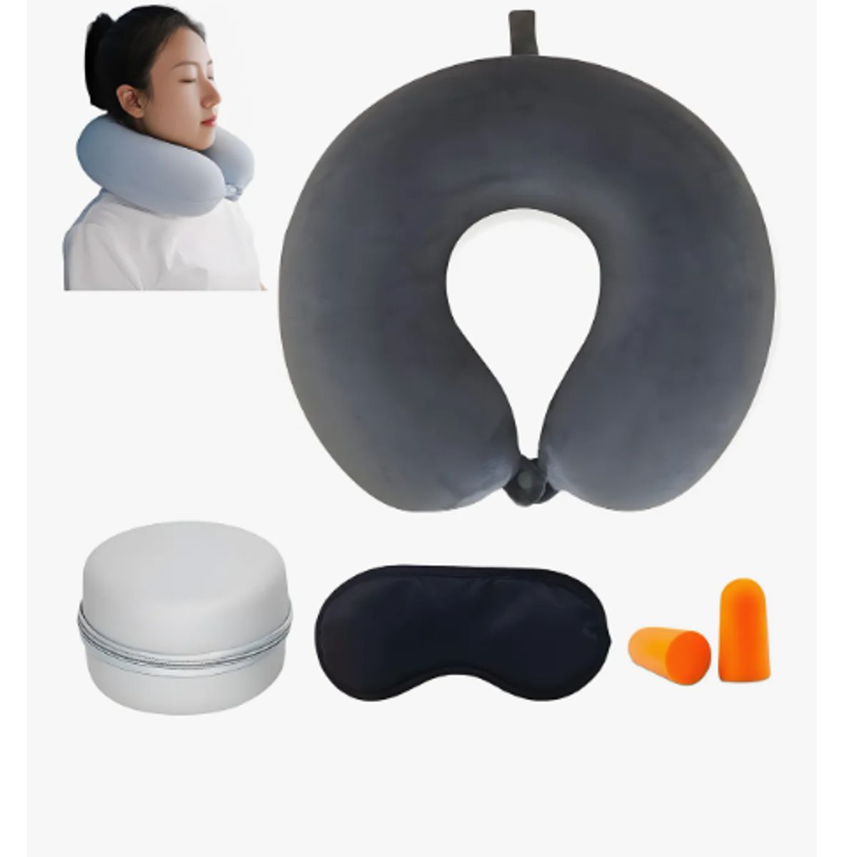 GENERICO - Almohada Cuello Relajante Para Viaje Con Antifaz Y Tapones