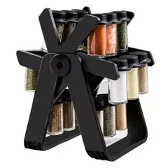 MOVI - Especiero Giratorio Negro para 18 Frascos de Especias