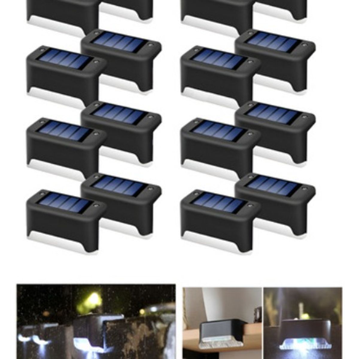 GENERICO - X16 Pack Luz Led Lampara Solar Balcon Escalera Pared Jardin Negro - 003234