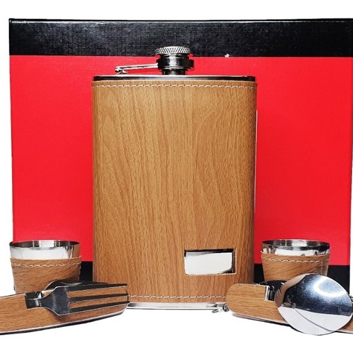 GENERICO - Set Petaca Whisky 9oz Regalo Coctelera Viaje Camping Caza 262170