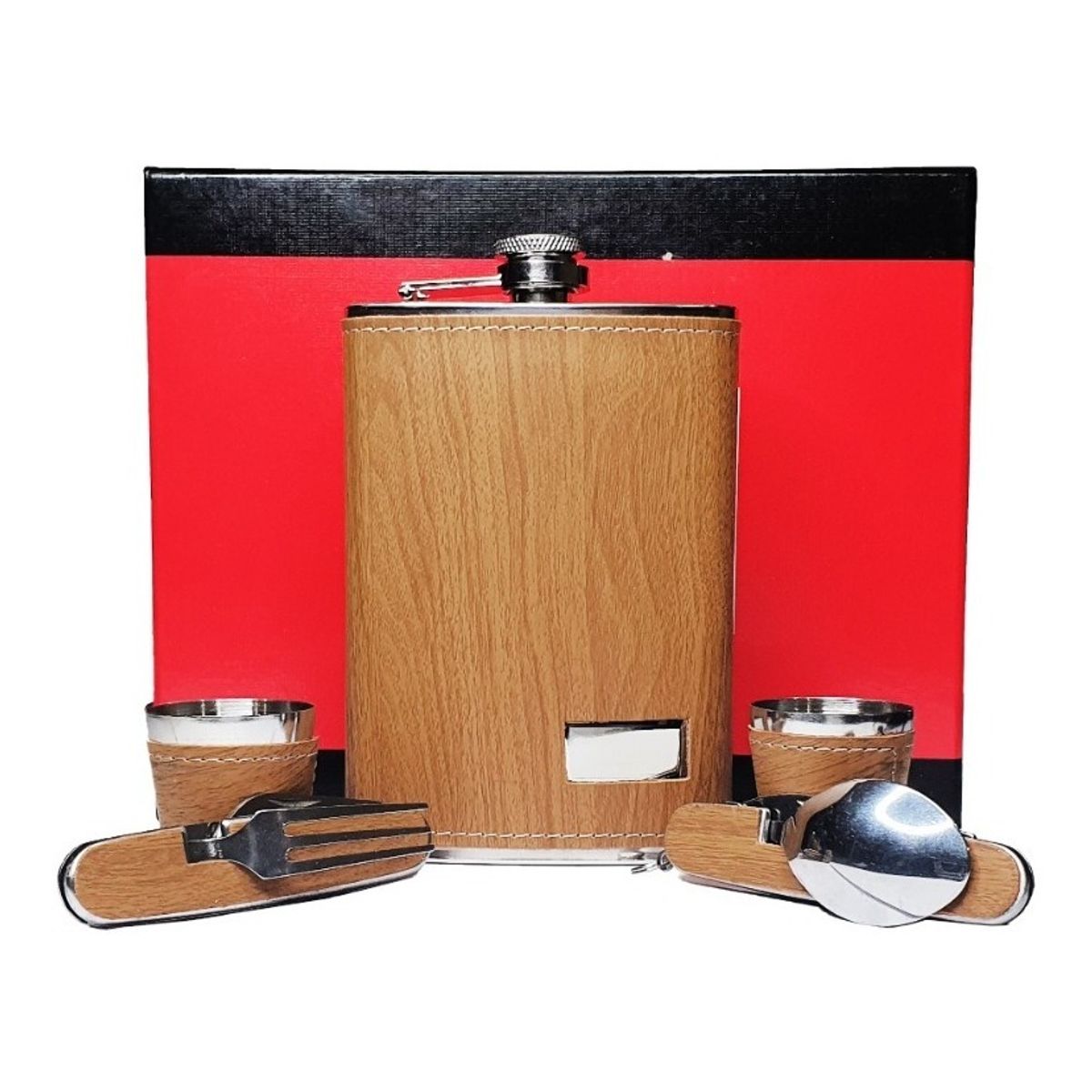 GENERICO - Set Petaca Whisky 9oz Regalo Coctelera Viaje Camping Caza 262170