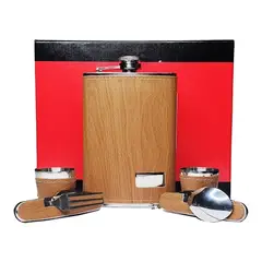 GENERICO - Set Petaca Whisky 9oz Regalo Coctelera Viaje Camping Caza 262170
