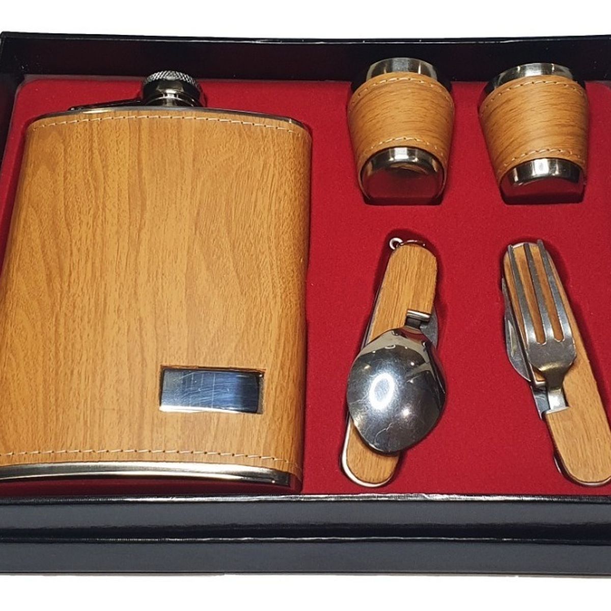 GENERICO - Set Petaca Whisky 9oz Regalo Coctelera Viaje Camping Caza 262170