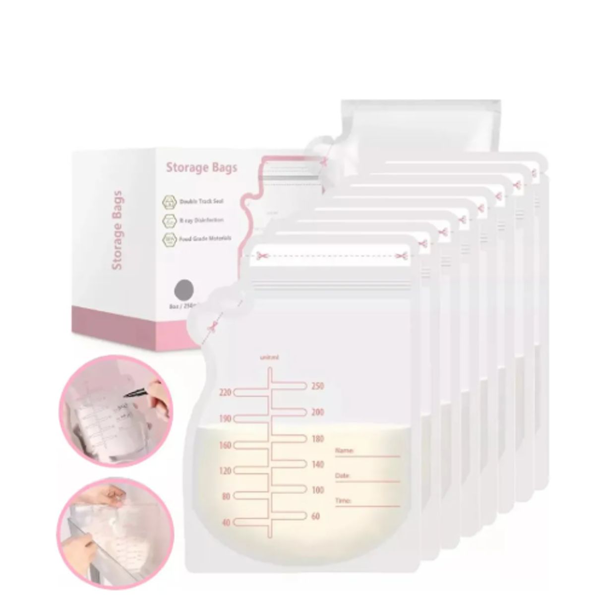 GENERICO - Pack 90 Bolsas Para Leche Materna De 250 Ml