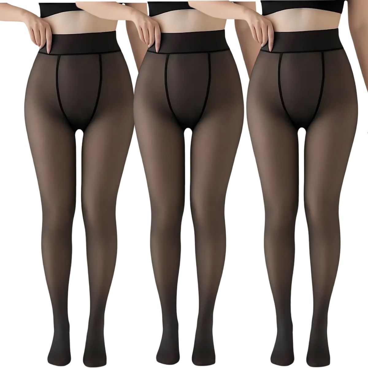 AAYO MODA - Pack 3 Calzas  Leggings Térmicas Efecto Piel con Chiporro y Pie – Invierno Mujer