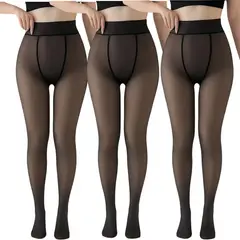 AAYO MODA - Pack 3 Calzas Leggings Térmicas Efecto Piel con Chiporro y Pie – Invierno Mujer