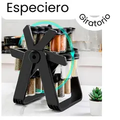MOVI - Especiero Giratorio Negro para 18 Frascos de Especias