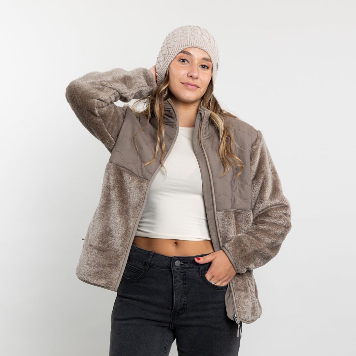 POLEMIC - Poleron mujer Polar Acolchado Shaggy Bonded Polemic