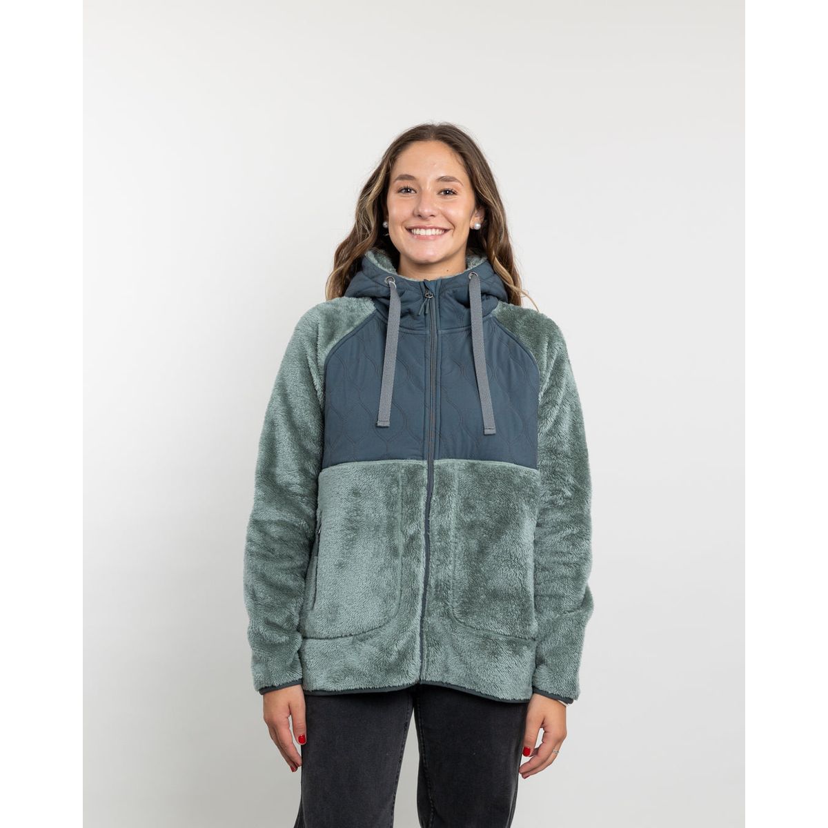 POLEMIC - Poleron mujer Polar Shaggy Acolchado con gorro Polemic