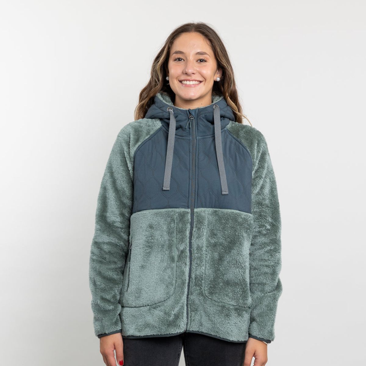 POLEMIC - Poleron mujer Polar Shaggy Acolchado con gorro Polemic