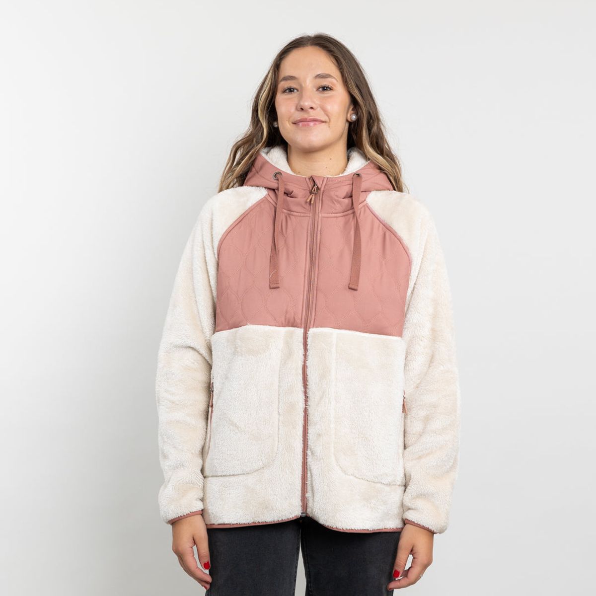 POLEMIC - Poleron mujer Polar Shaggy Acolchado con gorro Polemic