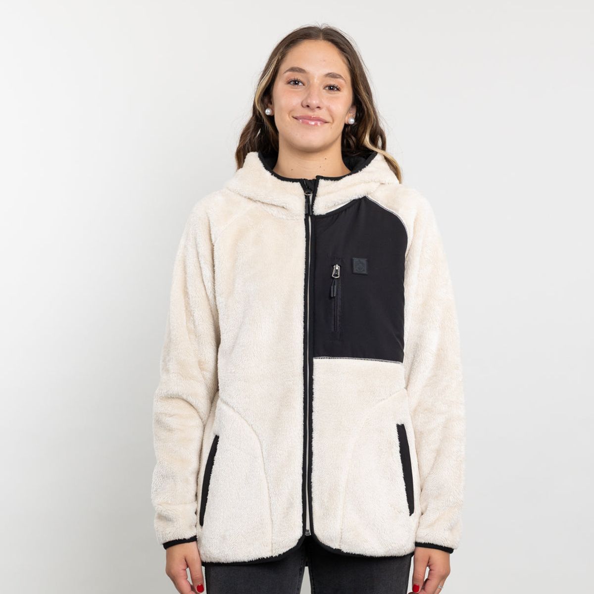 POLEMIC - Poleron mujer Polar Shaggy Bonded con gorro Polemic