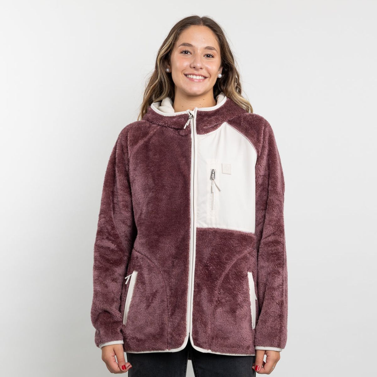 POLEMIC - Poleron mujer Polar Shaggy Bonded con gorro Polemic
