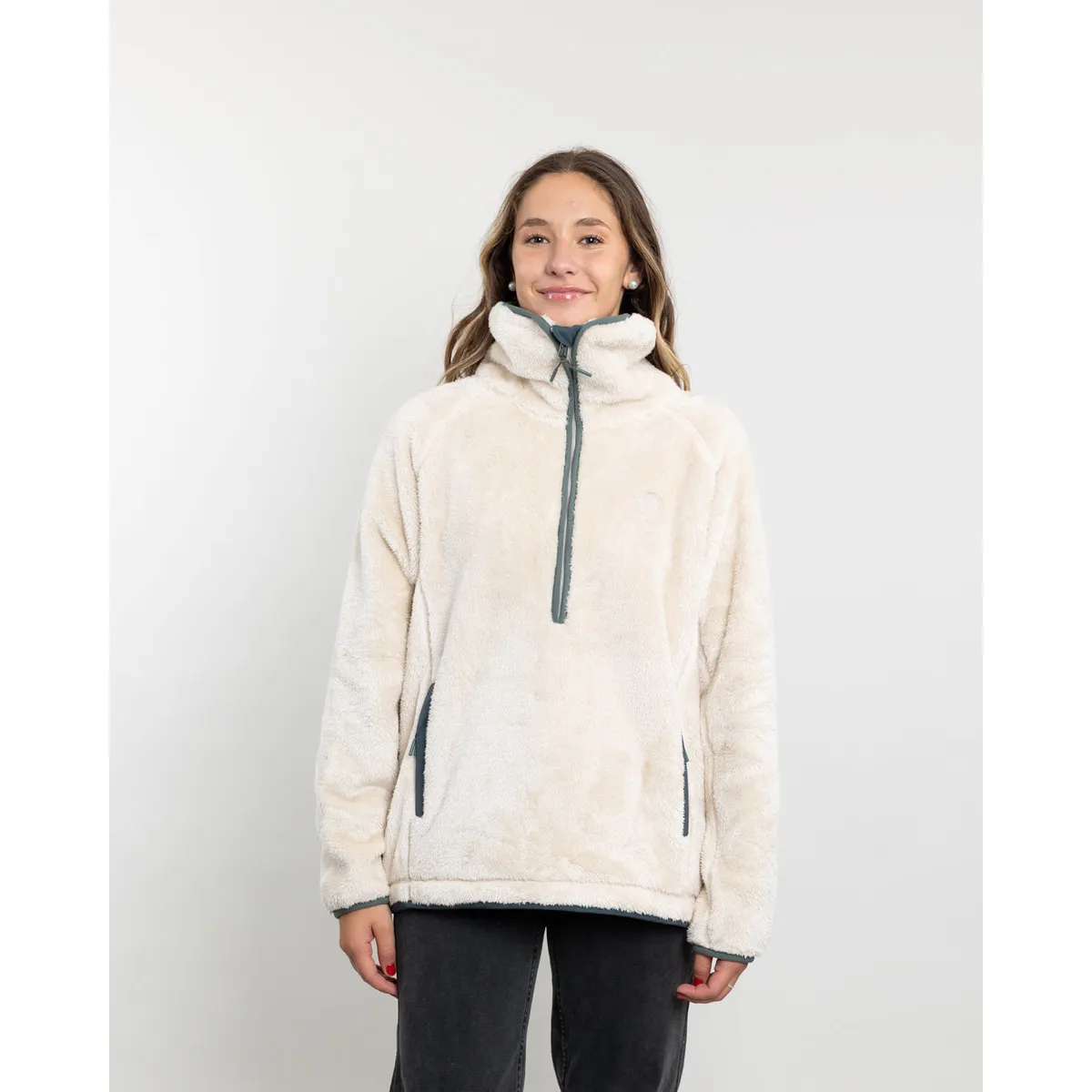 POLEMIC - Poleron mujer Polar Shaggy Bonded medio cierre Polemic