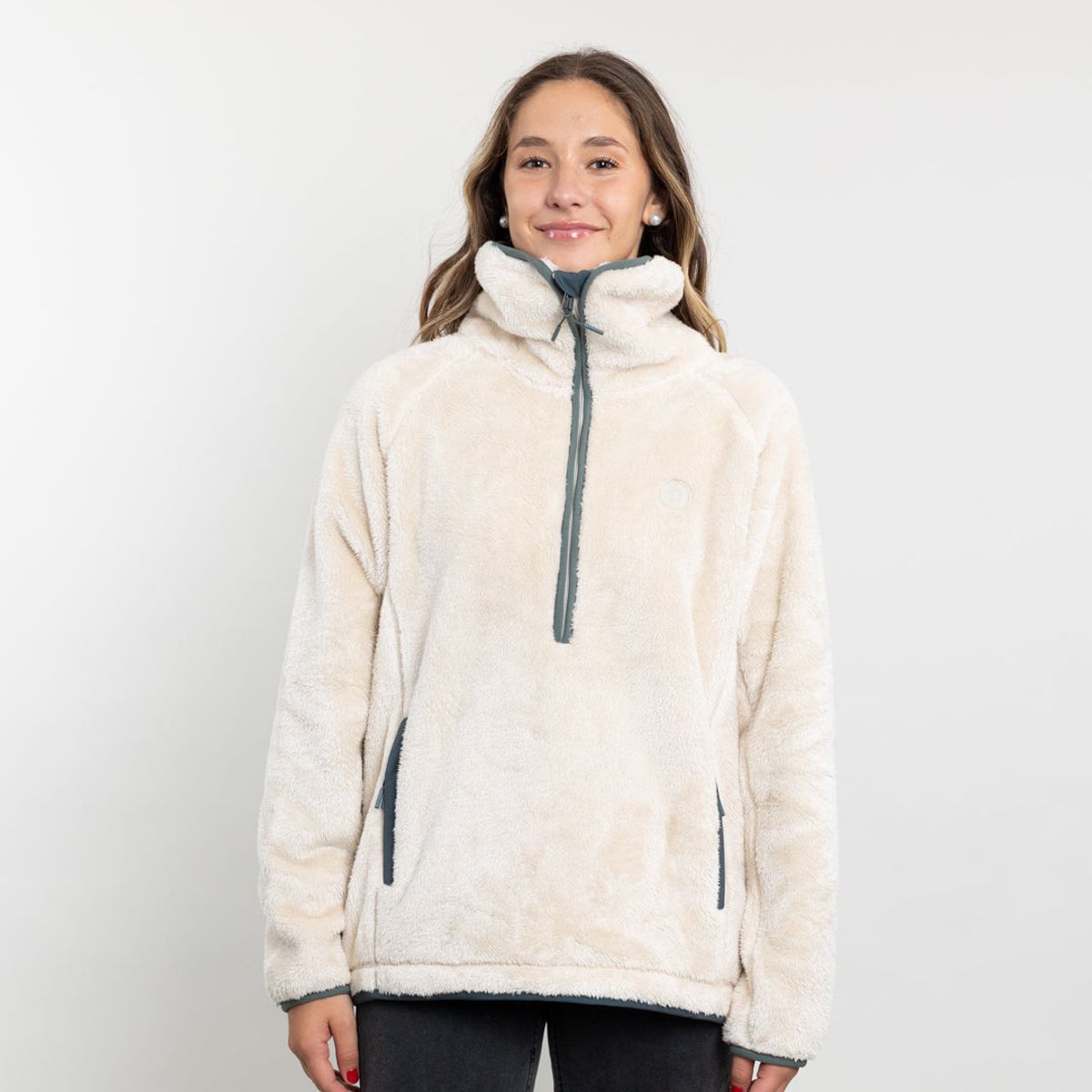POLEMIC - Poleron mujer Polar Shaggy Bonded medio cierre Polemic