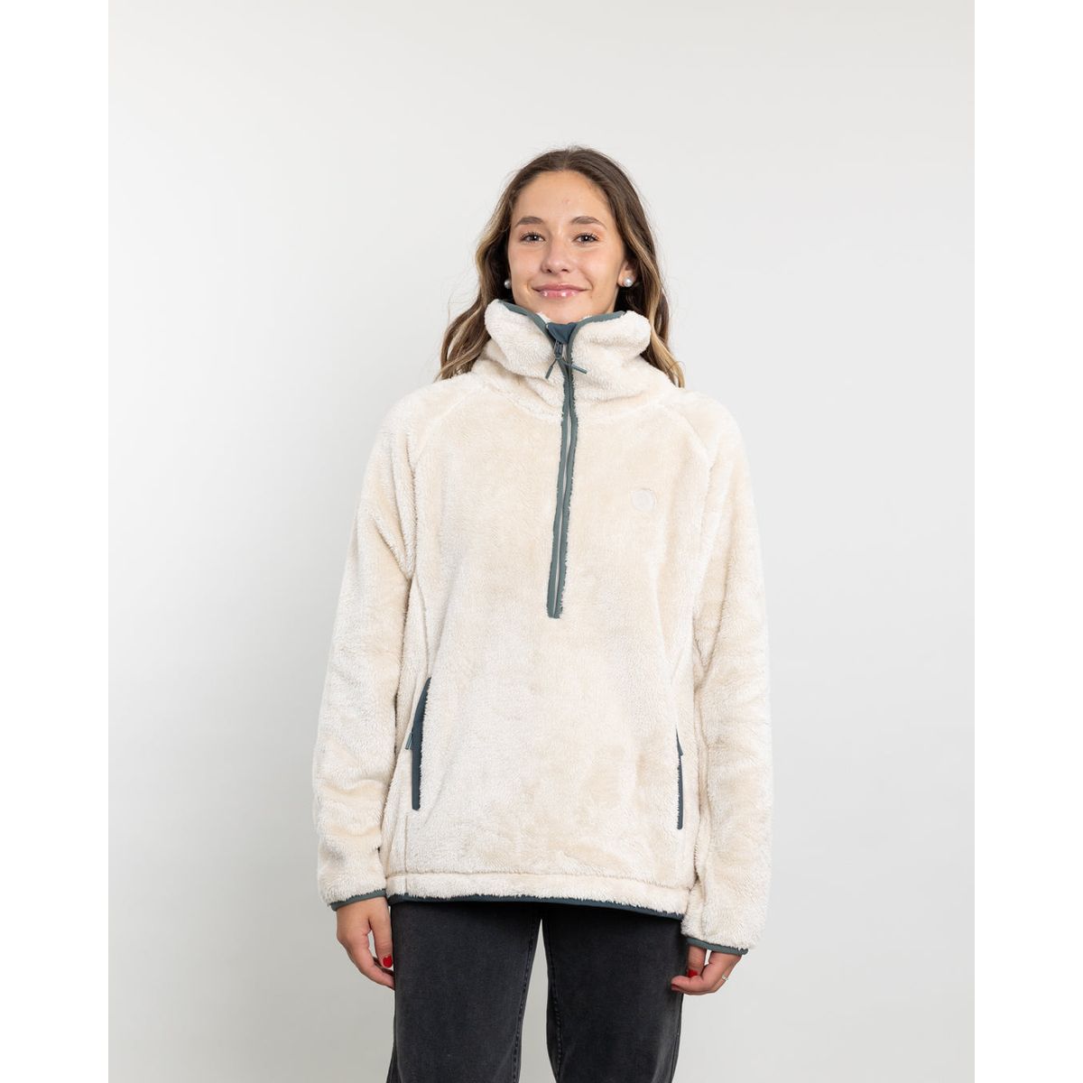POLEMIC - Poleron mujer Polar Shaggy Bonded medio cierre Polemic