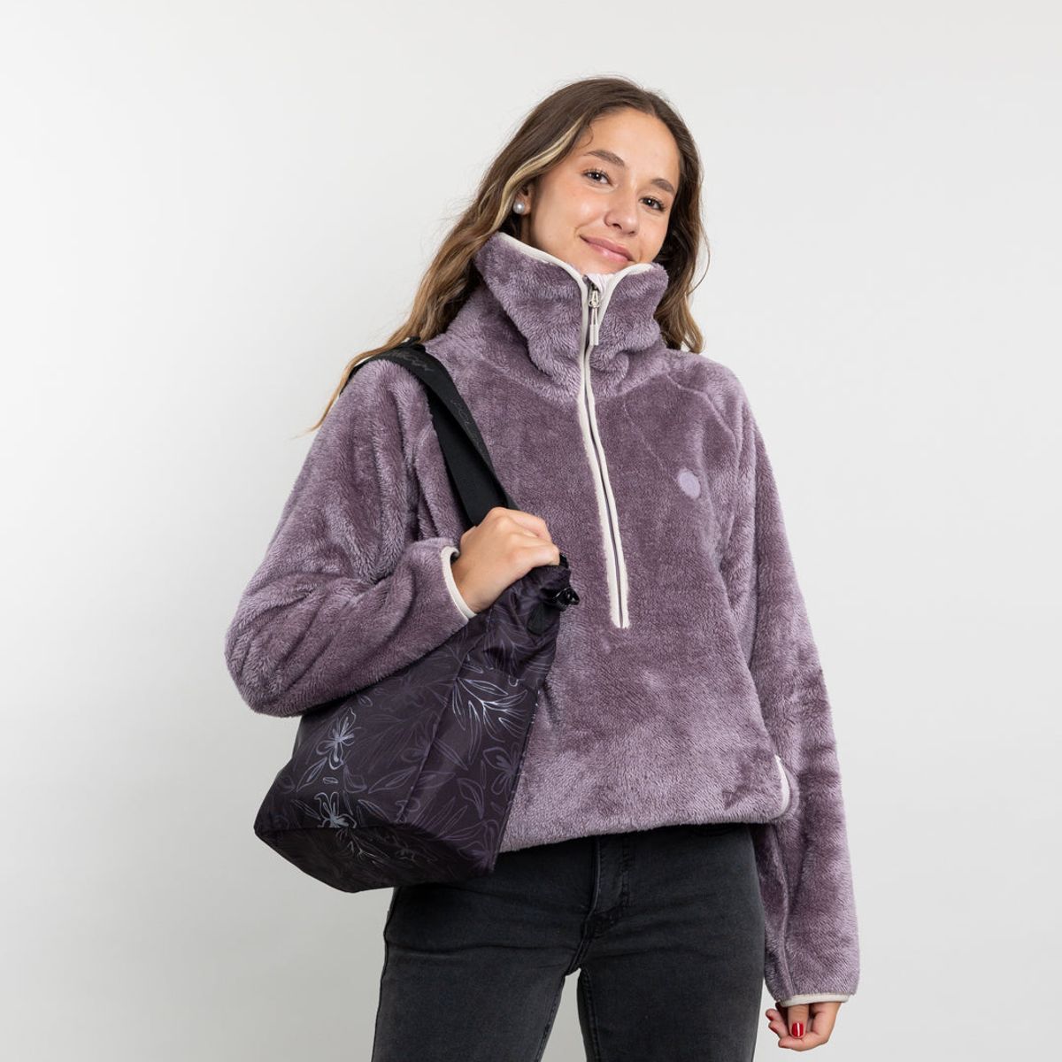 POLEMIC - Poleron mujer Polar Shaggy Bonded medio cierre Polemic