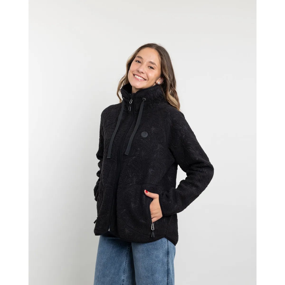 POLEMIC - Poleron mujer polar sherpa Textura hot print Polemic