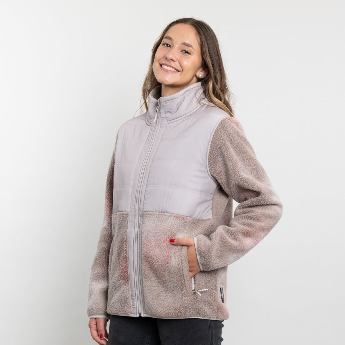 POLEMIC - Poleron mujer polar sherpa con Acolchado plano Polemic