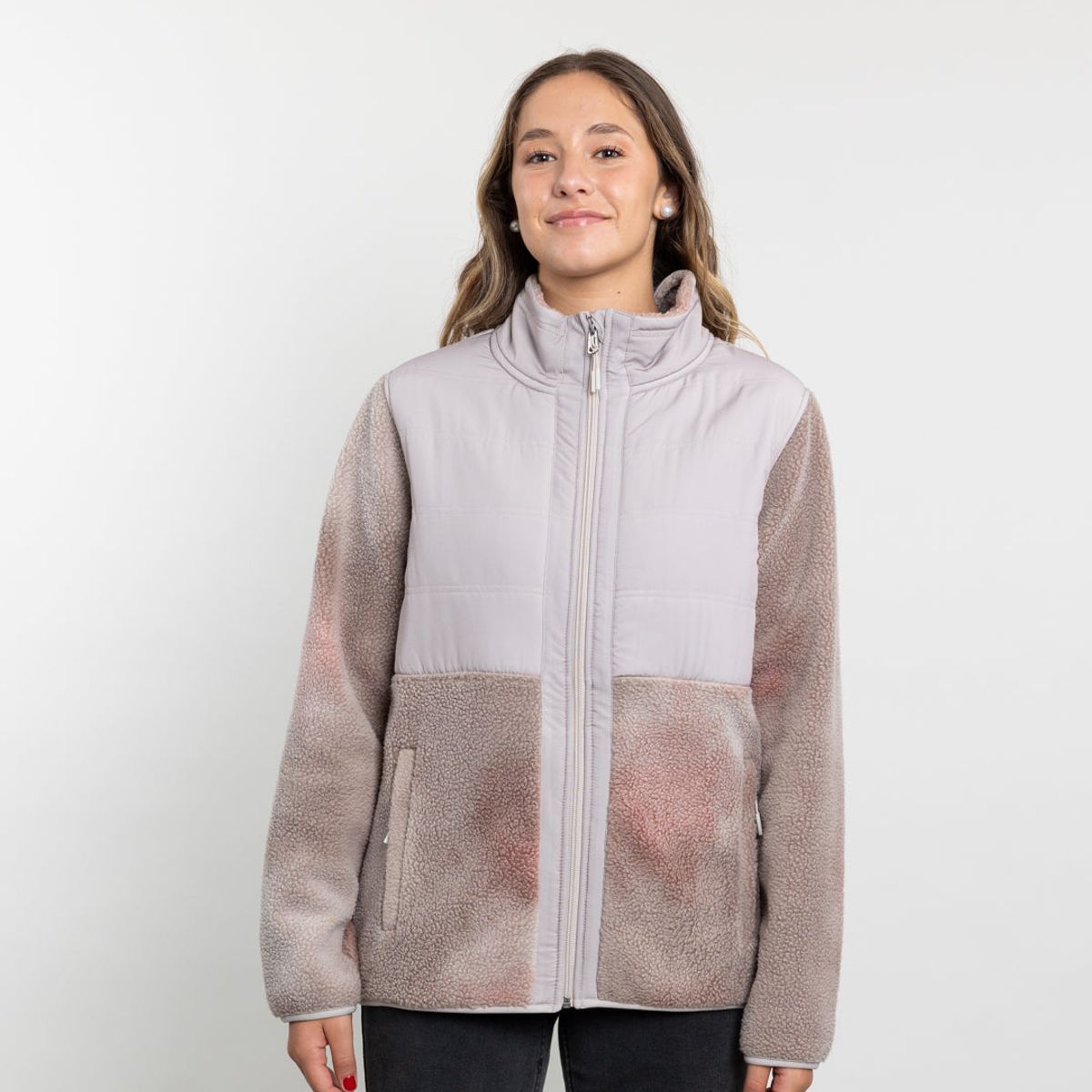 POLEMIC - Poleron mujer polar sherpa con Acolchado plano Polemic