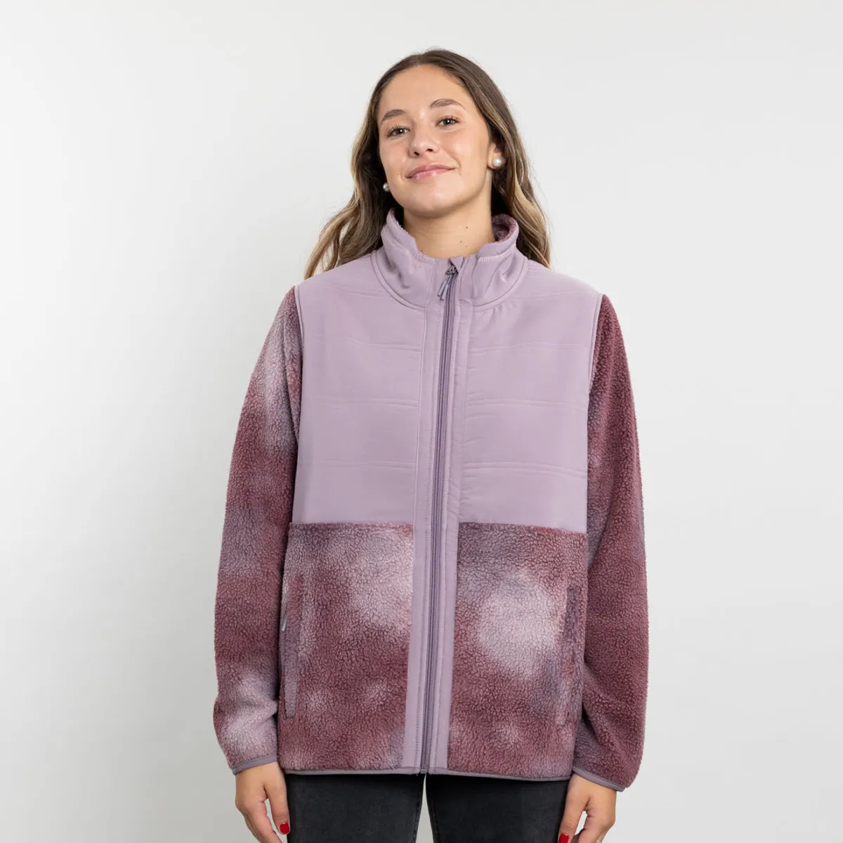 POLEMIC - Poleron mujer polar sherpa con Acolchado plano Polemic