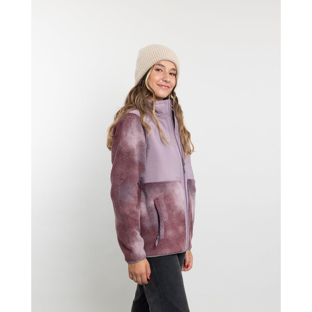 POLEMIC - Poleron mujer polar sherpa con Acolchado plano Polemic
