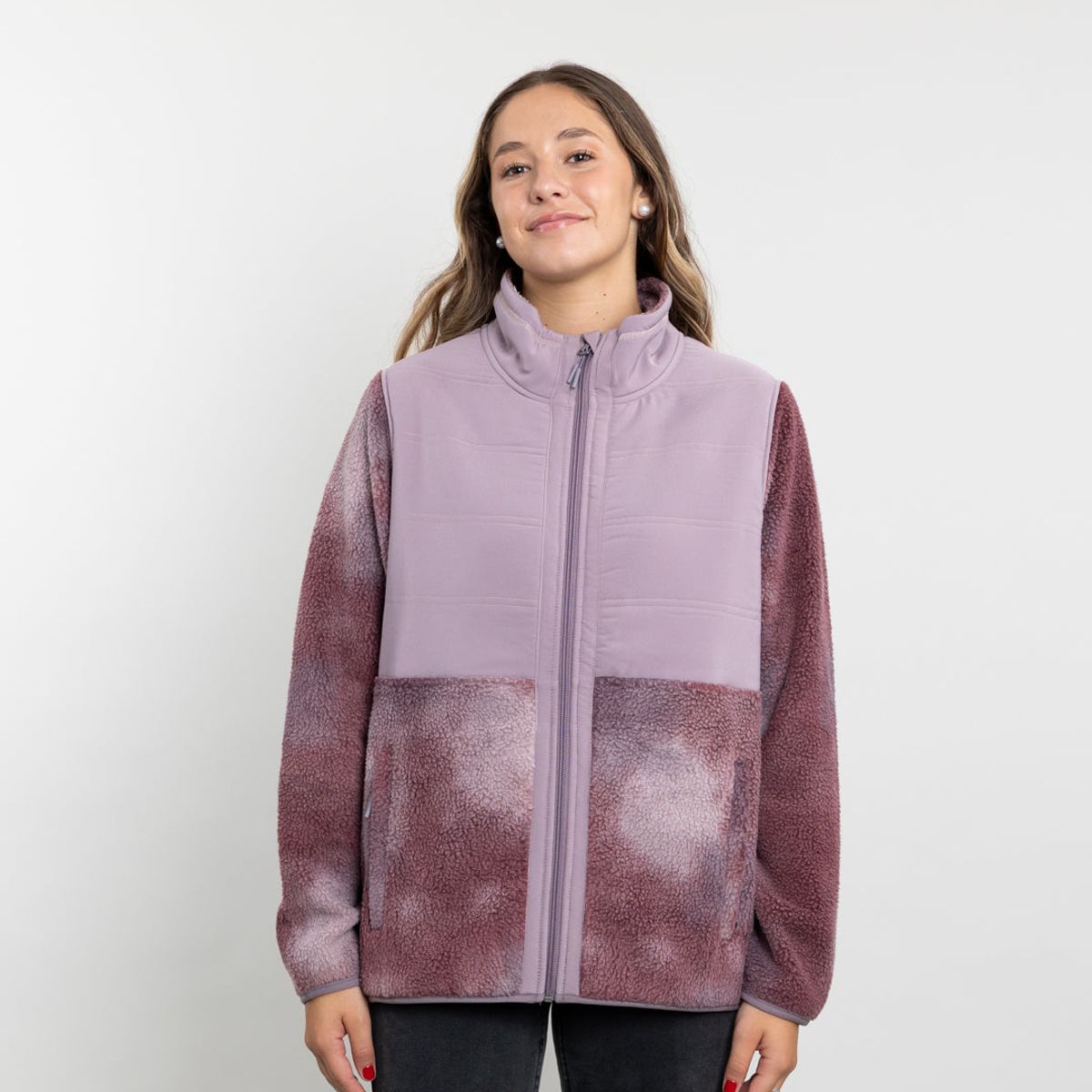 POLEMIC - Poleron mujer polar sherpa con Acolchado plano Polemic