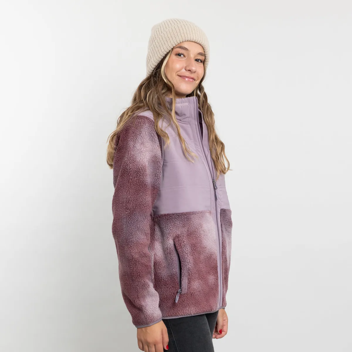 POLEMIC - Poleron mujer polar sherpa con Acolchado plano Polemic