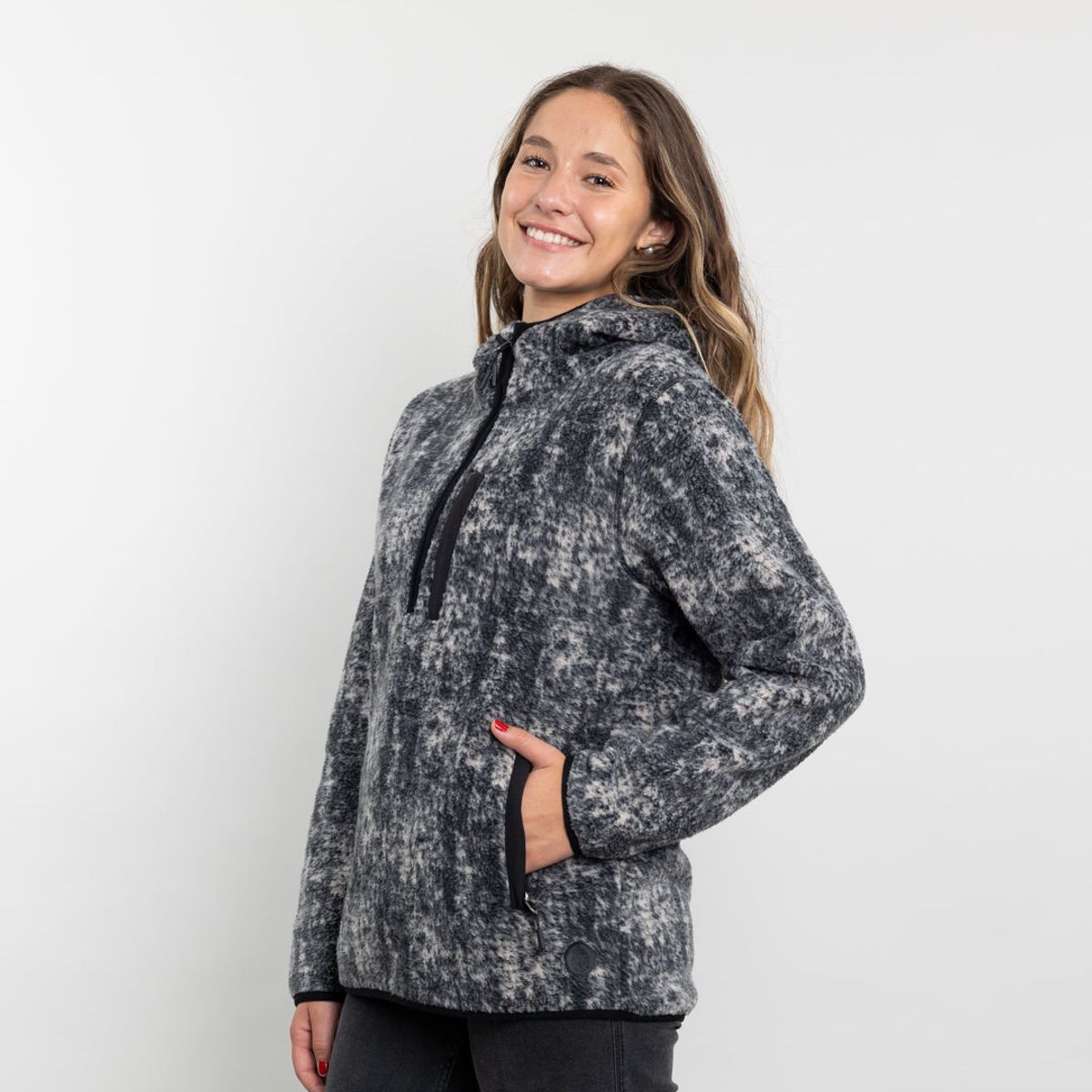 POLEMIC - Poleron mujer Polar estampado Sherpa medio cierre Polemic