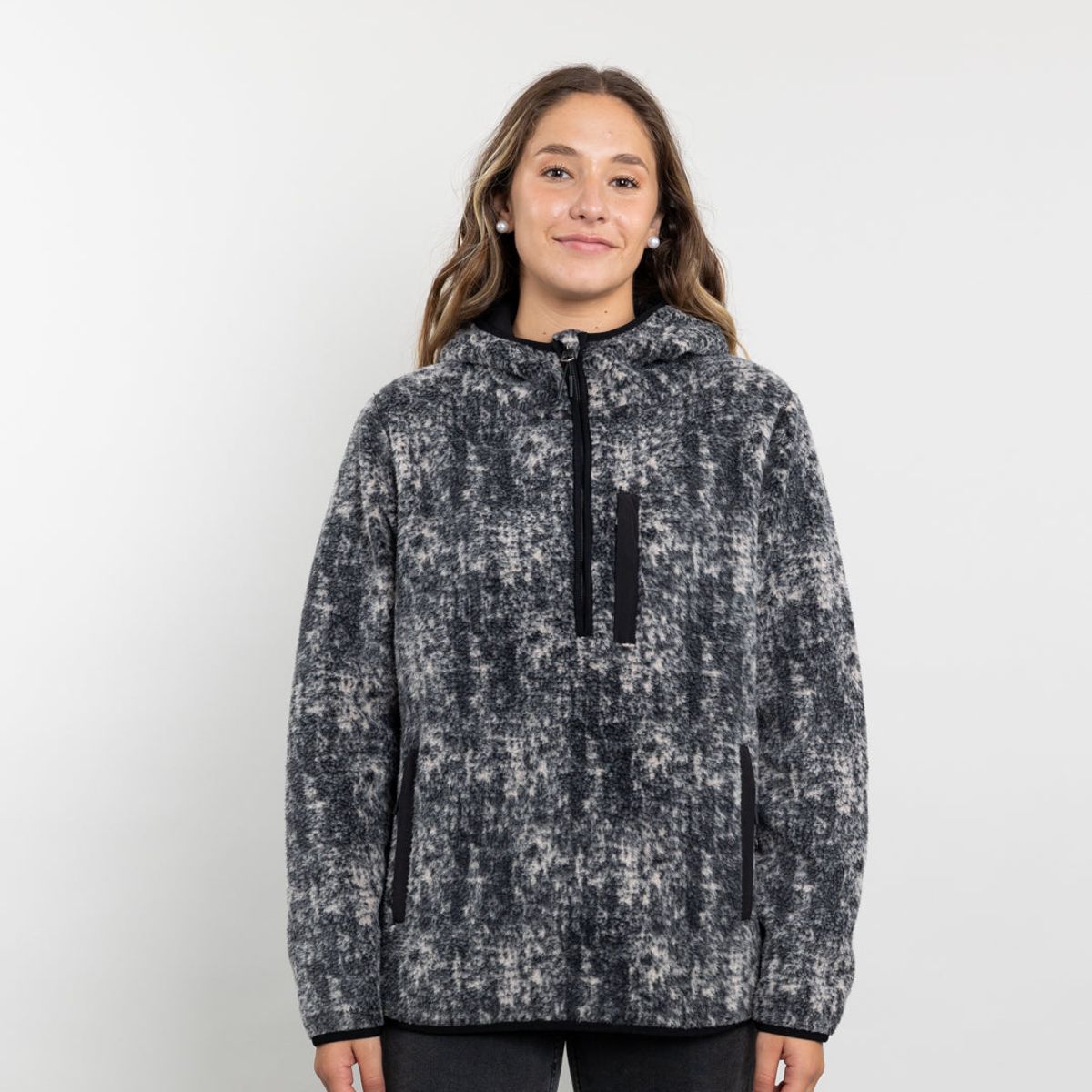 POLEMIC - Poleron mujer Polar estampado Sherpa medio cierre Polemic
