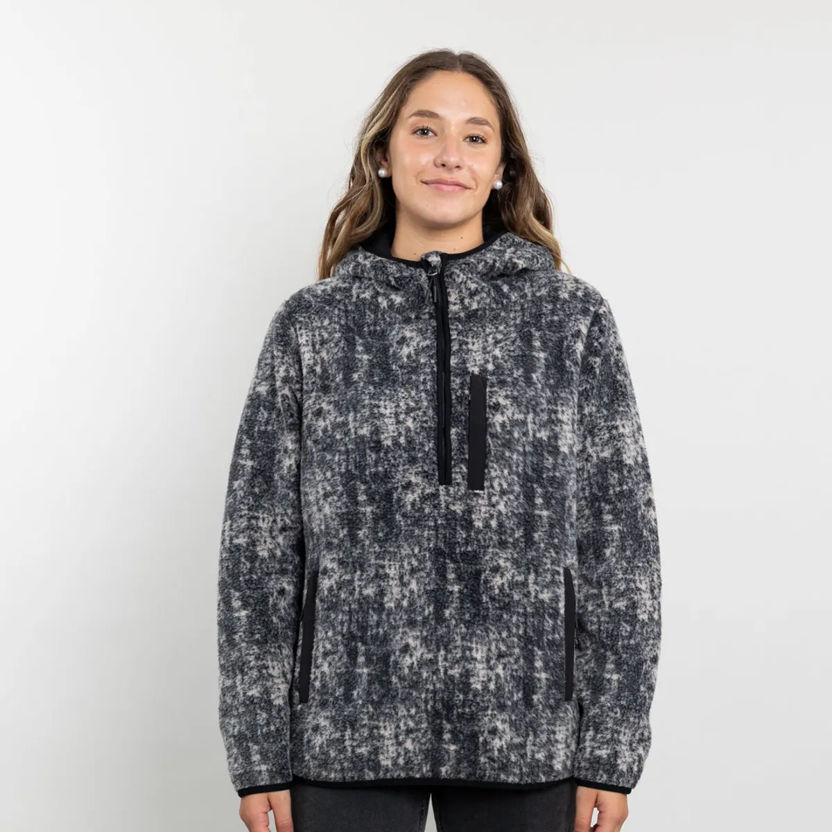 POLEMIC - Poleron mujer Polar estampado Sherpa medio cierre Polemic