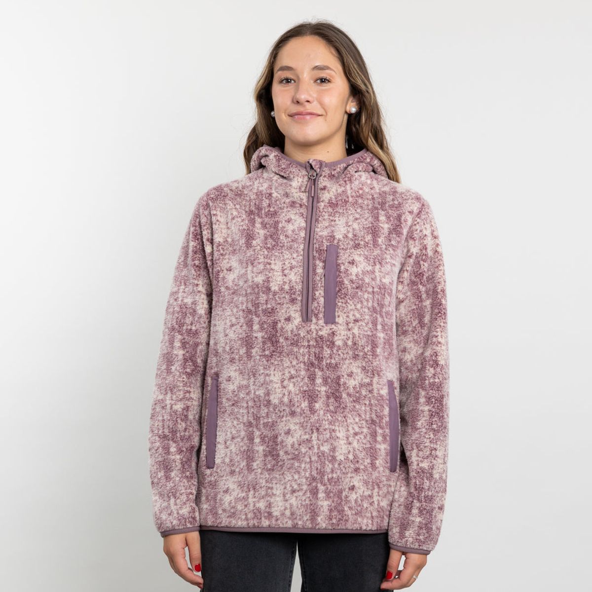 POLEMIC - Poleron mujer Polar estampado Sherpa medio cierre Polemic