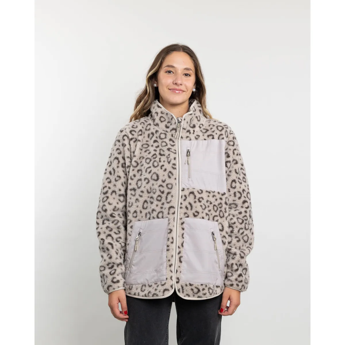 POLEMIC - Poleron mujer Polar estampado Sherpa full cierre Polemic