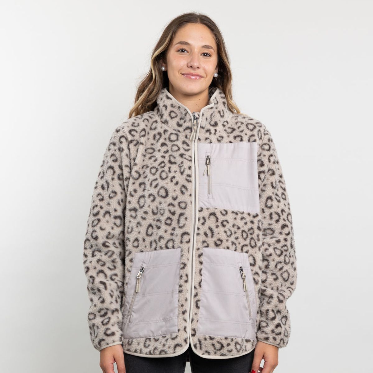 POLEMIC - Poleron mujer Polar estampado Sherpa full cierre Polemic
