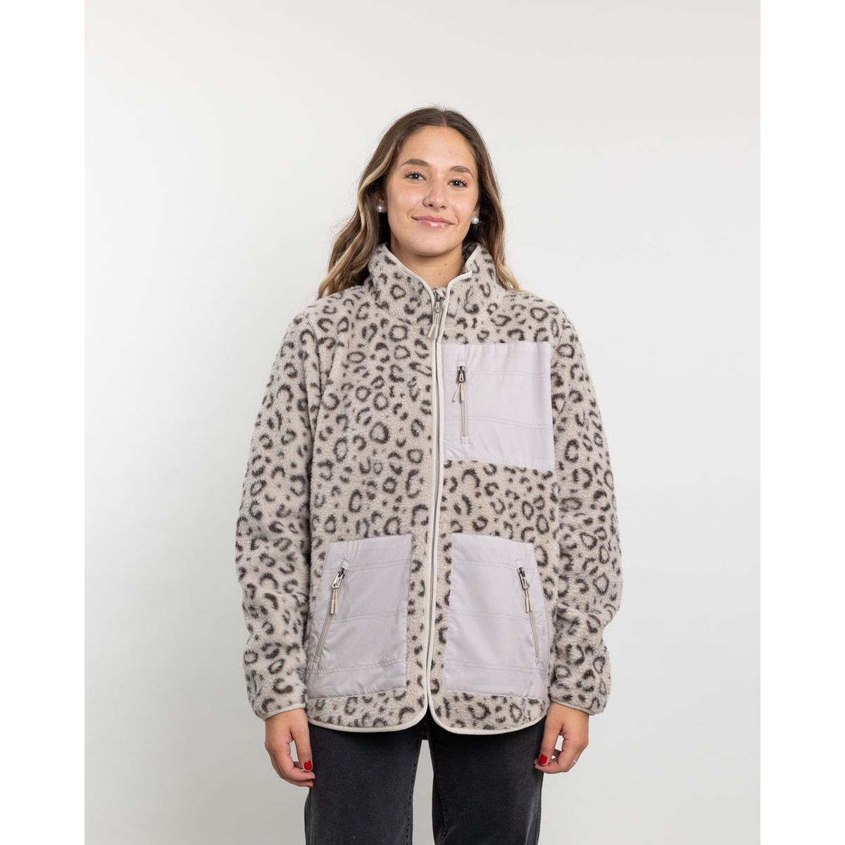 POLEMIC - Poleron mujer Polar estampado Sherpa full cierre Polemic