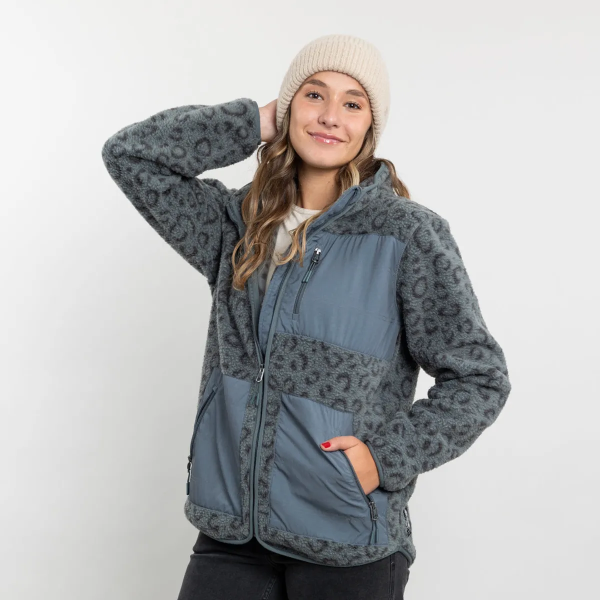 POLEMIC - Poleron mujer Polar estampado Sherpa full cierre Polemic