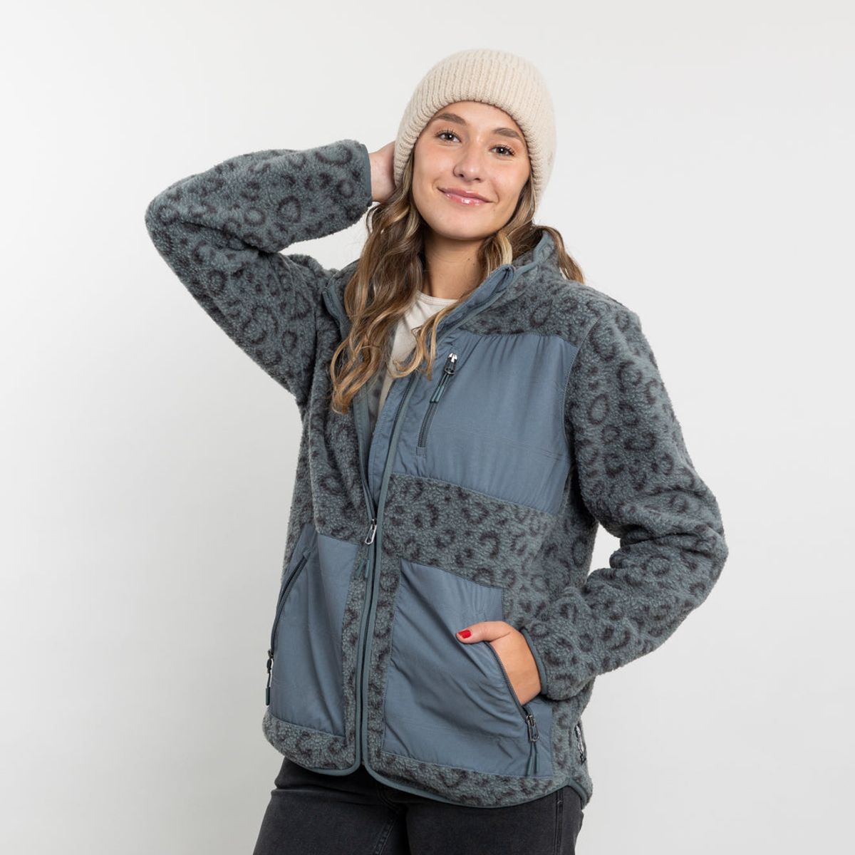 POLEMIC - Poleron mujer Polar estampado Sherpa full cierre Polemic