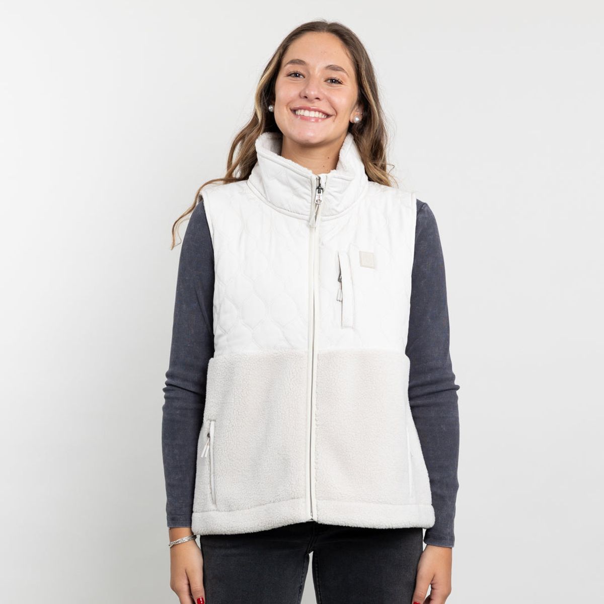 POLEMIC - Poleron mujer Polar sin mangas Vest Sherpa acolchado Polemic