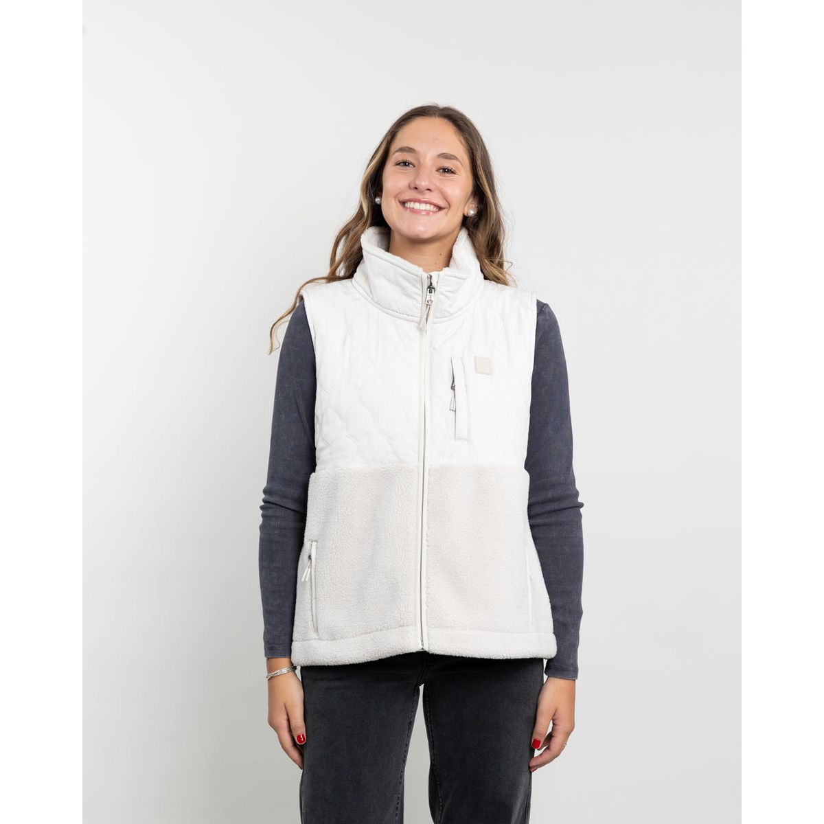 POLEMIC - Poleron mujer Polar sin mangas Vest Sherpa acolchado Polemic
